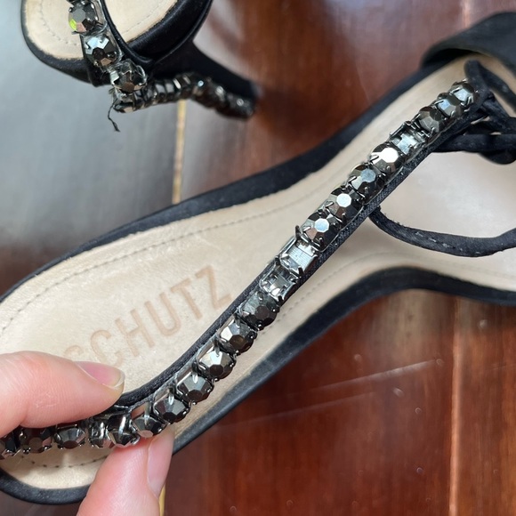 Islah Satin and Crystals Sandal - 8.5 / Black / Satin & Crystal lightly used - Picture 9 of 9